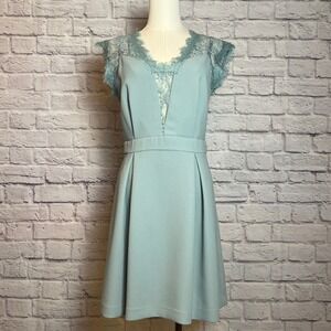 BCBGeneration Women's Size 8 Blue Lace Trim Fit & Flare Dress